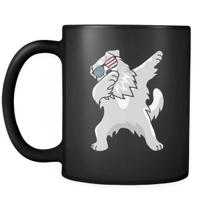 RobustCreative-Dabbing Great Pyrenees Dog America Flag - Patriotic Merica Murica Pride - 4th of July USA Independence Day - 11oz Black Funny Coffee Mug Women Men Friends Gift ~ Both Sides Printed