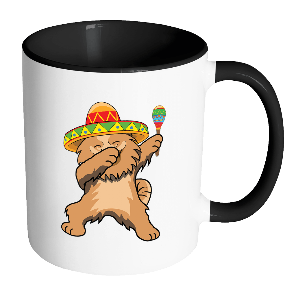 RobustCreative-Dabbing Pomeranian Dog in Sombrero - Cinco De Mayo Mexican Fiesta - Dab Dance Mexico Party - 11oz Black & White Funny Coffee Mug Women Men Friends Gift ~ Both Sides Printed
