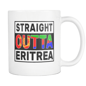 RobustCreative-Straight Outta Eritrea - Eritrean Flag 11oz Funny White Coffee Mug - Independence Day Family Heritage - Women Men Friends Gift - Both Sides Printed (Distressed)