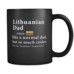 RobustCreative-Lithuanian Dad Definition Fathers Day Gift Flag - Lithuanian Pride 11oz Funny Black Coffee Mug - Lithuania Roots National Heritage - Friends Gift - Both Sides Printed