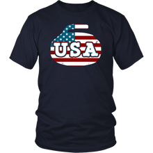 Load image into Gallery viewer, RobustCreative-Vintage USA Curling American Flag Curling Stone Classic T-Shirt
