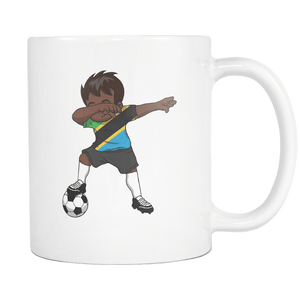 RobustCreative-Dabbing Soccer Boy Tanzania Tanzanian Dodoma Gifts National Soccer Tournament Game 11oz White Coffee Mug ~ Both Sides Printed