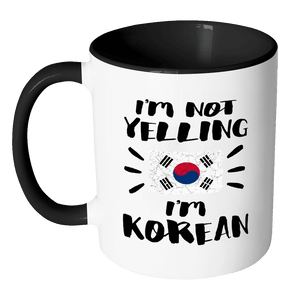 RobustCreative-I'm Not Yelling I'm Korean Flag - South Korea Pride 11oz Funny Black & White Coffee Mug - Coworker Humor That's How We Talk - Women Men Friends Gift - Both Sides Printed (Distressed)