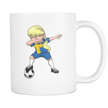 Load image into Gallery viewer, RobustCreative-Swedish Dabbing Soccer Girl - Soccer Pride - Sweden Flag Gift Sweden Football Gift - 11oz White Funny Coffee Mug Women Men Friends Gift ~ Both Sides Printed
