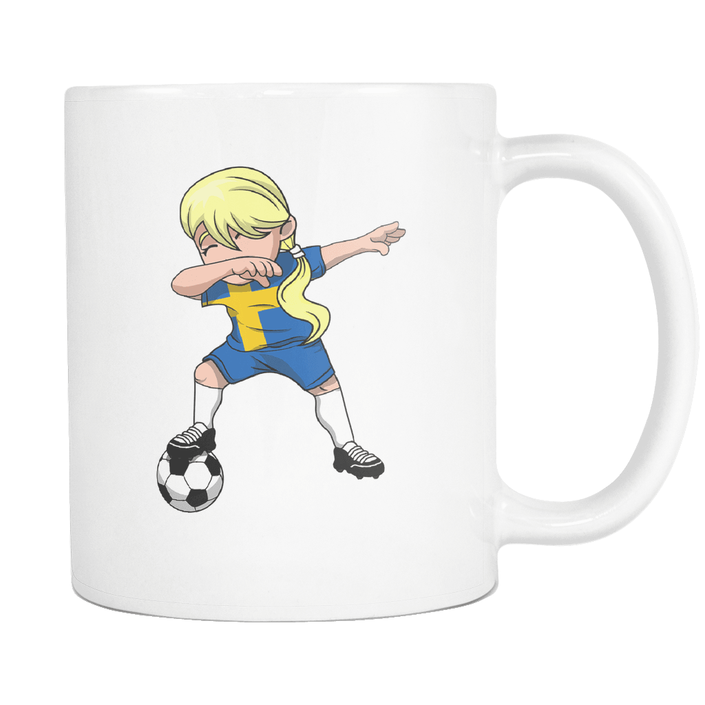 RobustCreative-Swedish Dabbing Soccer Girl - Soccer Pride - Sweden Flag Gift Sweden Football Gift - 11oz White Funny Coffee Mug Women Men Friends Gift ~ Both Sides Printed