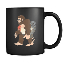 Load image into Gallery viewer, RobustCreative-Bigfoot Sasquatch Carrying Rooster - I Believe I&#39;m a Believer - No Yeti Humanoid Monster - 11oz Black Funny Coffee Mug Women Men Friends Gift ~ Both Sides Printed

