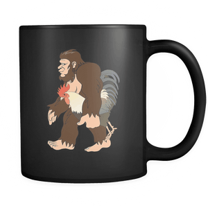 RobustCreative-Bigfoot Sasquatch Carrying Rooster - I Believe I'm a Believer - No Yeti Humanoid Monster - 11oz Black Funny Coffee Mug Women Men Friends Gift ~ Both Sides Printed