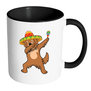 RobustCreative-Dabbing Golden Retriever Dog in Sombrero - Cinco De Mayo Mexican Fiesta - Dab Dance Mexico Party - 11oz Black & White Funny Coffee Mug Women Men Friends Gift ~ Both Sides Printed