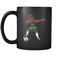 Load image into Gallery viewer, RobustCreative-Dabbing Soccer Boy Libya Libyan Tripoli Gifts National Soccer Tournament Game 11oz Black Coffee Mug ~ Both Sides Printed
