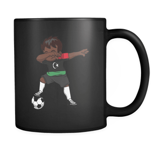 RobustCreative-Dabbing Soccer Boy Libya Libyan Tripoli Gifts National Soccer Tournament Game 11oz Black Coffee Mug ~ Both Sides Printed
