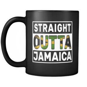 RobustCreative-Straight Outta Jamaica - Jamaican Flag 11oz Funny Black Coffee Mug - Independence Day Family Heritage - Women Men Friends Gift - Both Sides Printed (Distressed)