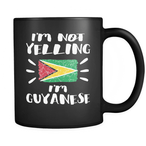 RobustCreative-I'm Not Yelling I'm Guyanese Flag - Guyana Pride 11oz Funny Black Coffee Mug - Coworker Humor That's How We Talk - Women Men Friends Gift - Both Sides Printed (Distressed)