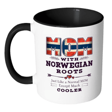 Load image into Gallery viewer, RobustCreative-Best Mom Ever with Norwegian Roots - Norway Flag 11oz Funny Black &amp; White Coffee Mug - Mothers Day Independence Day - Women Men Friends Gift - Both Sides Printed (Distressed)
