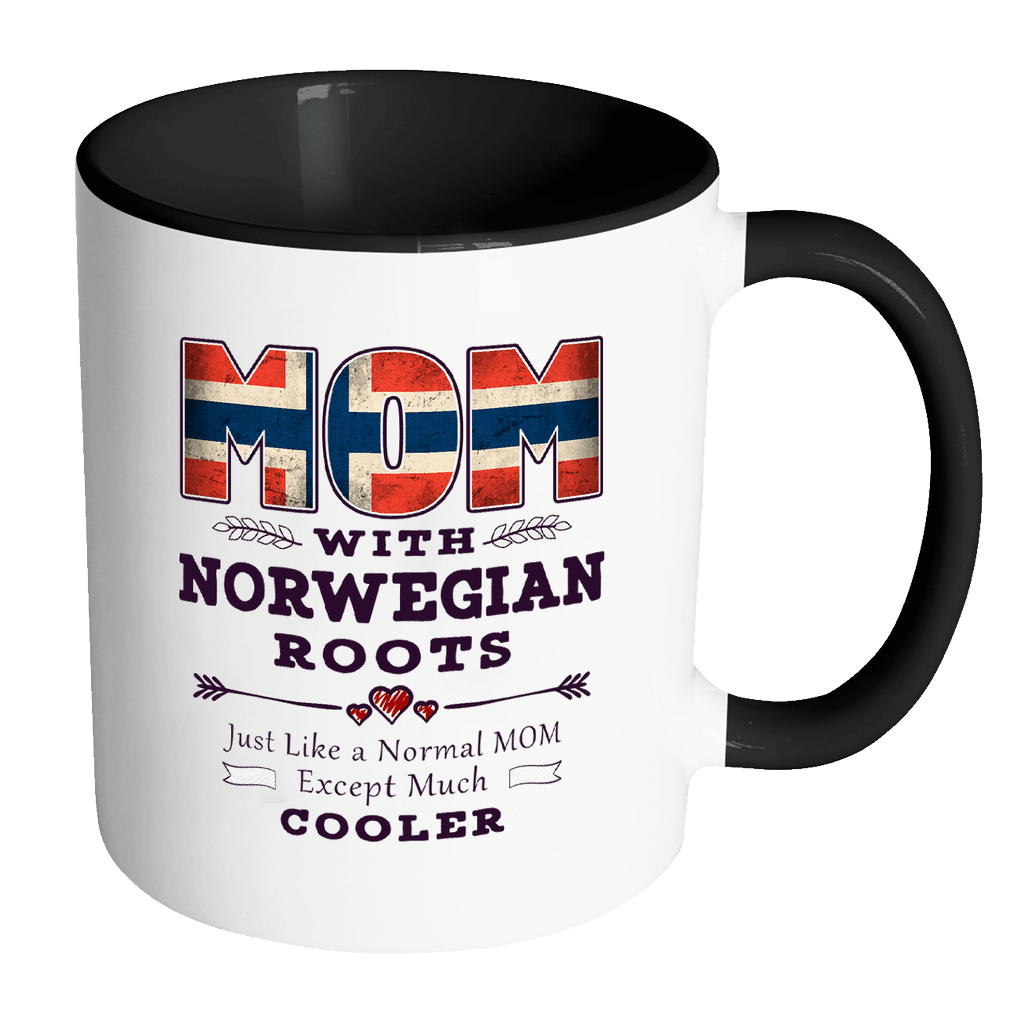 RobustCreative-Best Mom Ever with Norwegian Roots - Norway Flag 11oz Funny Black & White Coffee Mug - Mothers Day Independence Day - Women Men Friends Gift - Both Sides Printed (Distressed)