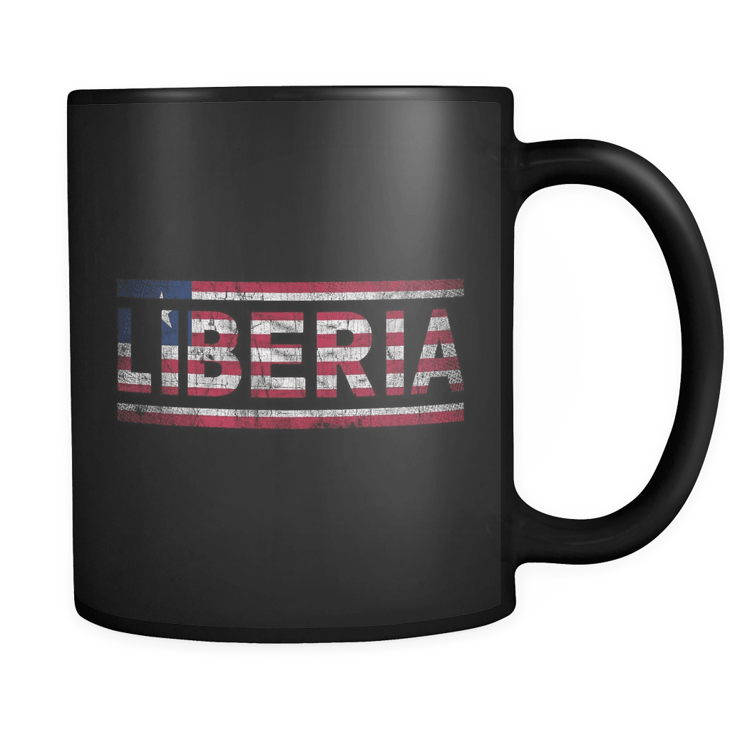 RobustCreative-Retro Vintage Flag Liberian Liberia 11oz Black Coffee Mug ~ Both Sides Printed