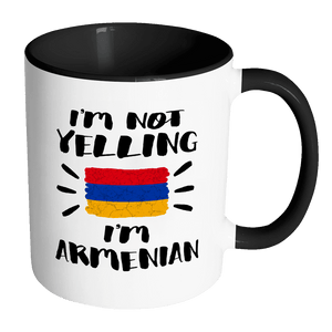 RobustCreative-I'm Not Yelling I'm Armenian Flag - Armenia Pride 11oz Funny Black & White Coffee Mug - Coworker Humor That's How We Talk - Women Men Friends Gift - Both Sides Printed (Distressed)