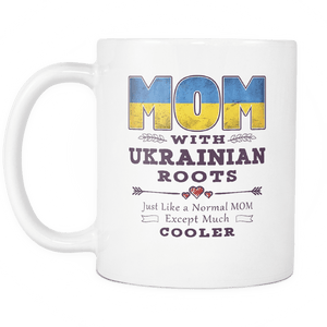 RobustCreative-Best Mom Ever with Ukrainian Roots - Ukraine Flag 11oz Funny White Coffee Mug - Mothers Day Independence Day - Women Men Friends Gift - Both Sides Printed (Distressed)