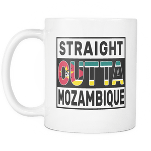 RobustCreative-Straight Outta Mozambique - Mozambican Flag 11oz Funny White Coffee Mug - Independence Day Family Heritage - Women Men Friends Gift - Both Sides Printed (Distressed)