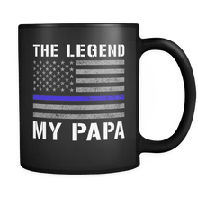 Load image into Gallery viewer, RobustCreative-Papa The Legend American Flag patriotic Trooper Cop Thin Blue Line Law Enforcement Officer 11oz Black Coffee Mug ~ Both Sides Printed
