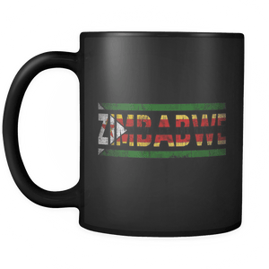 RobustCreative-Retro Vintage Flag Zimbabwean Zimbabwe 11oz Black Coffee Mug ~ Both Sides Printed