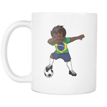 Load image into Gallery viewer, RobustCreative-Dabbing Soccer Boy Brazil Brazilian Brasili Gifts National Soccer Tournament Game 11oz White Coffee Mug ~ Both Sides Printed
