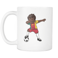 Load image into Gallery viewer, RobustCreative-Dabbing Soccer Boy Cameroon Cameroonian Yaounde Gifts National Soccer Tournament Game 11oz White Coffee Mug ~ Both Sides Printed
