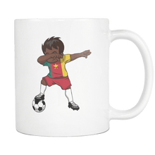 Load image into Gallery viewer, RobustCreative-Dabbing Soccer Boy Cameroon Cameroonian Yaounde Gifts National Soccer Tournament Game 11oz White Coffee Mug ~ Both Sides Printed
