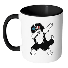 Load image into Gallery viewer, RobustCreative-Dabbing Border Collie Dog America Flag - Patriotic Merica Murica Pride - 4th of July USA Independence Day - 11oz Black &amp; White Funny Coffee Mug Women Men Friends Gift ~ Both Sides Printed
