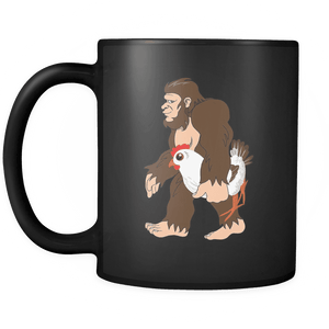 RobustCreative-Bigfoot Sasquatch Carrying Chicken - I Believe I'm a Believer - No Yeti Humanoid Monster - 11oz Black Funny Coffee Mug Women Men Friends Gift ~ Both Sides Printed