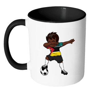 RobustCreative-Dabbing Soccer Boy Mozambique Mozambican Maputo Gifts National Soccer Tournament Game 11oz Black & White Coffee Mug ~ Both Sides Printed