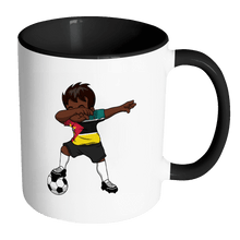Load image into Gallery viewer, RobustCreative-Dabbing Soccer Boy Mozambique Mozambican Maputo Gifts National Soccer Tournament Game 11oz Black &amp; White Coffee Mug ~ Both Sides Printed

