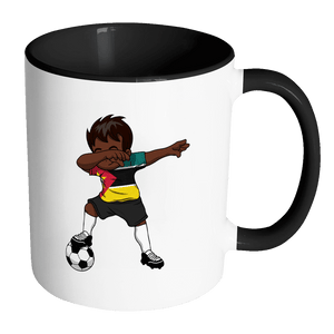 RobustCreative-Dabbing Soccer Boy Mozambique Mozambican Maputo Gifts National Soccer Tournament Game 11oz Black & White Coffee Mug ~ Both Sides Printed