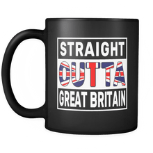Load image into Gallery viewer, RobustCreative-Straight Outta Great Britain - British Flag 11oz Funny Black Coffee Mug - Independence Day Family Heritage - Women Men Friends Gift - Both Sides Printed (Distressed)
