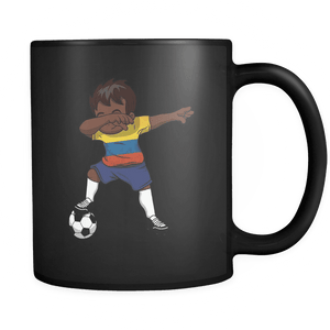 RobustCreative-Dabbing Soccer Boy Colombi Colombian Bogota Gifts National Soccer Tournament Game 11oz Black & White Coffee Mug ~ Both Sides Printead