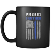 Load image into Gallery viewer, RobustCreative-Thin Blue Line US Flag Proud Brother Serve &amp; Protect Thin Blue Line Law Enforcement Officer 11oz Black Coffee Mug ~ Both Sides Printed

