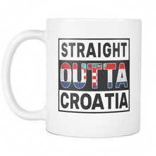 Load image into Gallery viewer, RobustCreative-Straight Outta Croatia - Croatian Flag 11oz Funny White Coffee Mug - Independence Day Family Heritage - Women Men Friends Gift - Both Sides Printed (Distressed)
