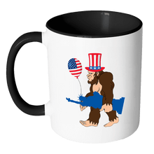Load image into Gallery viewer, RobustCreative-Bigfoot Sasquatch Statue of Liberty - 4th of July American Pride Apparel - Merica USA Pride - 11oz Black &amp; White Funny Coffee Mug Women Men Friends Gift ~ Both Sides Printed
