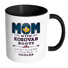 Load image into Gallery viewer, RobustCreative-Best Mom Ever with Kosovan Roots - Kosovo Flag 11oz Funny Black &amp; White Coffee Mug - Mothers Day Independence Day - Women Men Friends Gift - Both Sides Printed (Distressed)
