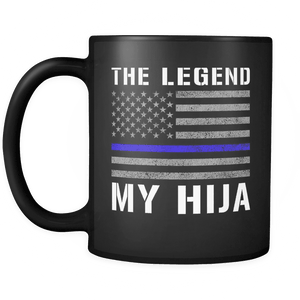 RobustCreative-Hija The Legend American Flag patriotic Trooper Cop Thin Blue Line Law Enforcement Officer 11oz Black Coffee Mug ~ Both Sides Printed