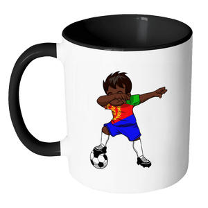 RobustCreative-Dabbing Soccer Boy Eritrea Eritrean Asmara Gifts National Soccer Tournament Game 11oz Black & White Coffee Mug ~ Both Sides Printed
