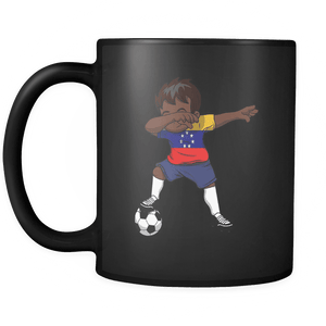 RobustCreative-Dabbing Soccer Boy Venezuela Venezuelan Caracas Gifts National Soccer Tournament Game 11oz Black Coffee Mug ~ Both Sides Printed