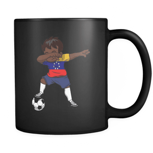 RobustCreative-Dabbing Soccer Boy Venezuela Venezuelan Caracas Gifts National Soccer Tournament Game 11oz Black Coffee Mug ~ Both Sides Printed