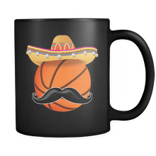 Load image into Gallery viewer, RobustCreative-Funny Basketball Mustache Mexican Sport - Cinco De Mayo Mexican Fiesta - No Siesta Mexico Party - 11oz Black Funny Coffee Mug Women Men Friends Gift ~ Both Sides Printed
