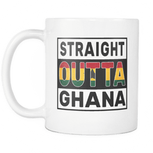 Load image into Gallery viewer, RobustCreative-Straight Outta Ghana - Ghanaian Flag 11oz Funny White Coffee Mug - Independence Day Family Heritage - Women Men Friends Gift - Both Sides Printed (Distressed)
