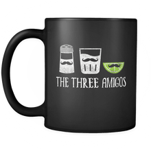 Load image into Gallery viewer, RobustCreative-The Three Mustache Amigos Salt Tequila Lime - Cinco De Mayo Mexican Fiesta - No Siesta Mexico Party - 11oz Black Funny Coffee Mug Women Men Friends Gift ~ Both Sides Printed
