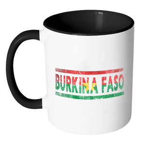 RobustCreative-Retro Vintage Flag Burkinabe Burkina Faso 11oz Black & White Coffee Mug ~ Both Sides Printed