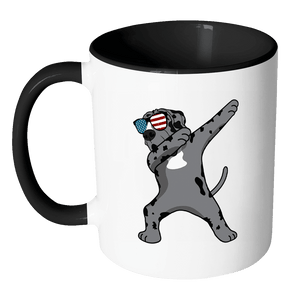 RobustCreative-Dabbing Great Dane Dog America Flag - Patriotic Merica Murica Pride - 4th of July USA Independence Day - 11oz Black & White Funny Coffee Mug Women Men Friends Gift ~ Both Sides Printed