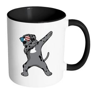 RobustCreative-Dabbing Great Dane Dog America Flag - Patriotic Merica Murica Pride - 4th of July USA Independence Day - 11oz Black & White Funny Coffee Mug Women Men Friends Gift ~ Both Sides Printed