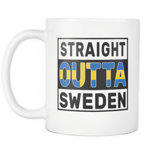 Load image into Gallery viewer, RobustCreative-Straight Outta Sweden - Swedish Flag 11oz Funny White Coffee Mug - Independence Day Family Heritage - Women Men Friends Gift - Both Sides Printed (Distressed)
