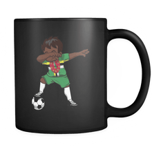 Load image into Gallery viewer, RobustCreative-Dabbing Soccer Boy Dominica Dominican Roseau Gifts National Soccer Tournament Game 11oz Black Coffee Mug ~ Both Sides Printed
